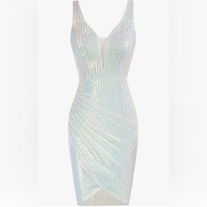 Women Deep V Neck Mini Dress, Sequins, size medium. New with tags!!